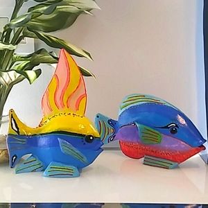 Nautical art, fish, SET OF 2, Colorful, LIKE NEW